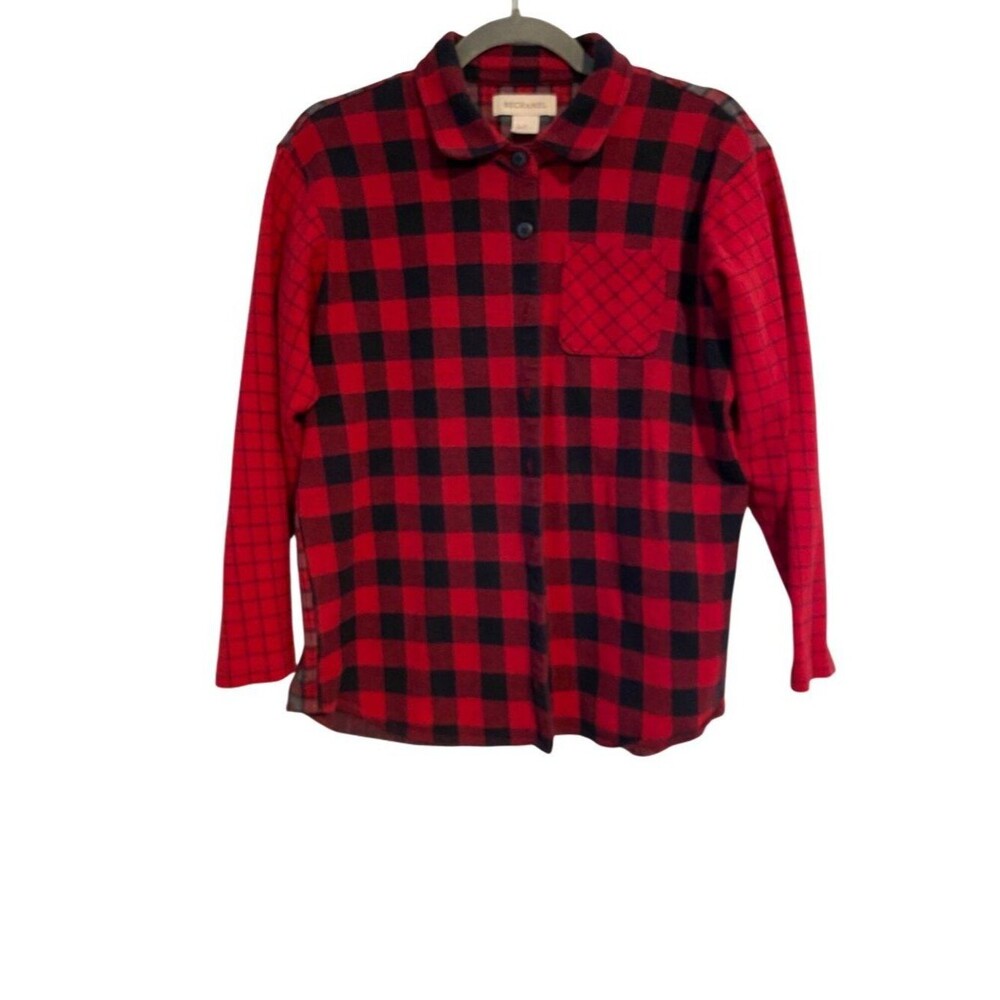 Bechamel Women's S Red Black Button Up Shirt Buffalo Plaid Flannel Casual Y2K